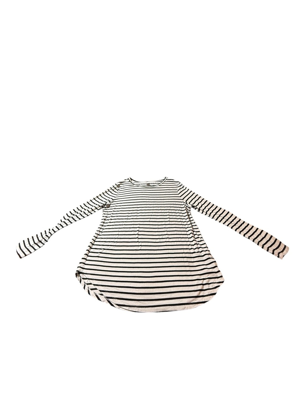 Old Navy Striped Long Sleeve T-Shirt Top XXL Tall Black White Curved Hem